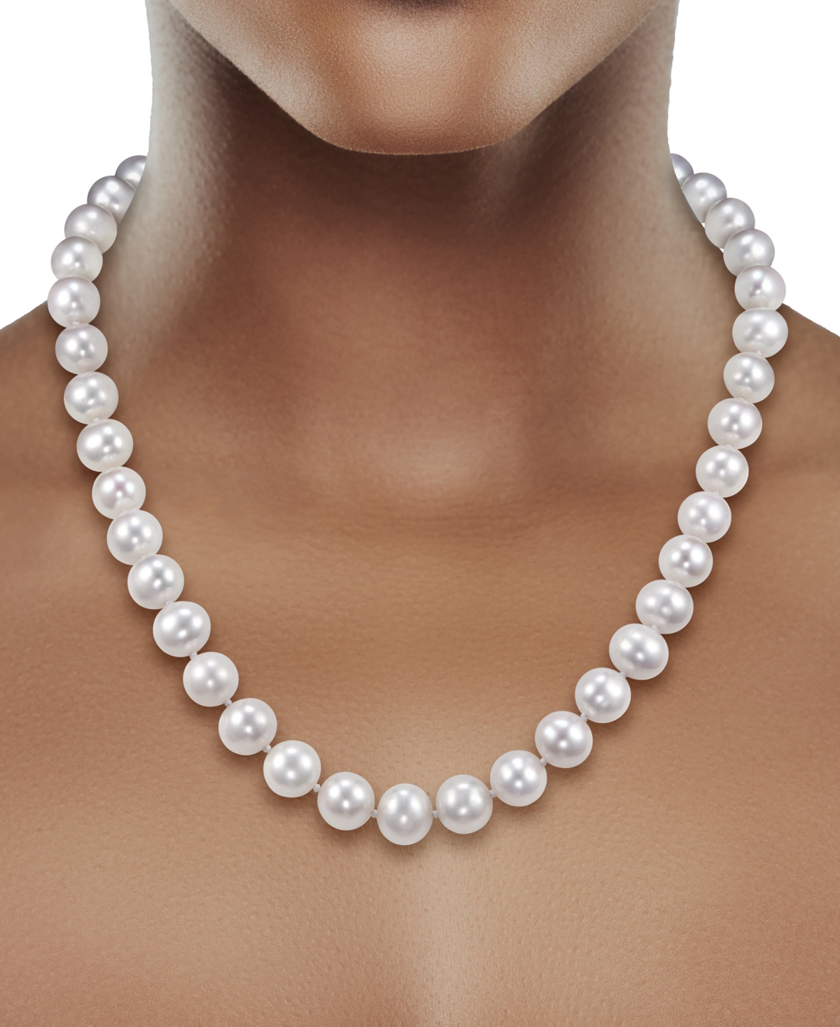 Shop Macy's Cultured Freshwater Pearl (9-1/2-10-1/2mm) 18" Strand Necklace In 14k Yellow Gold In White
