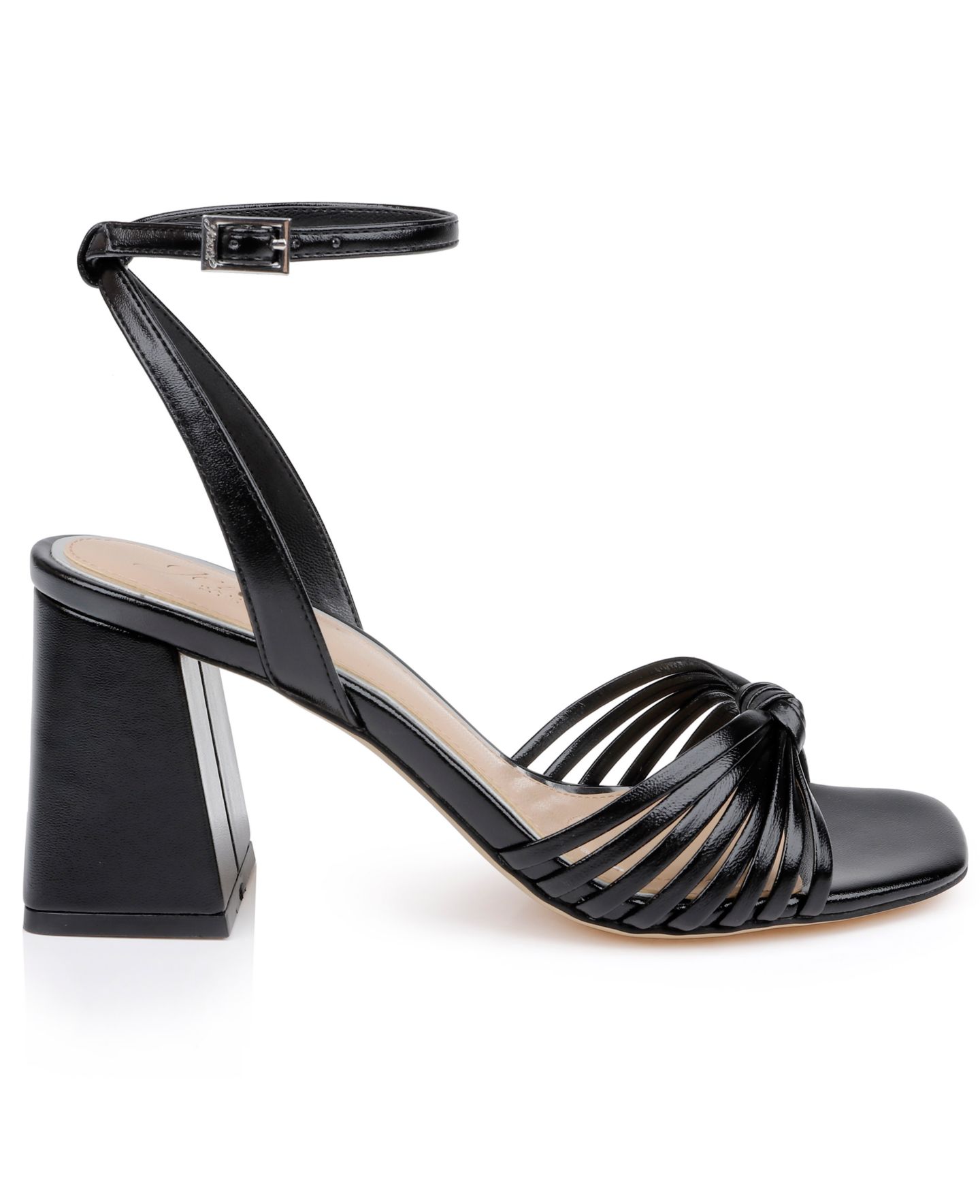 Женские сандалии Jewel Badgley Mischka Nariah Block Heel, цвет: Чёрный кожаный — фото 2