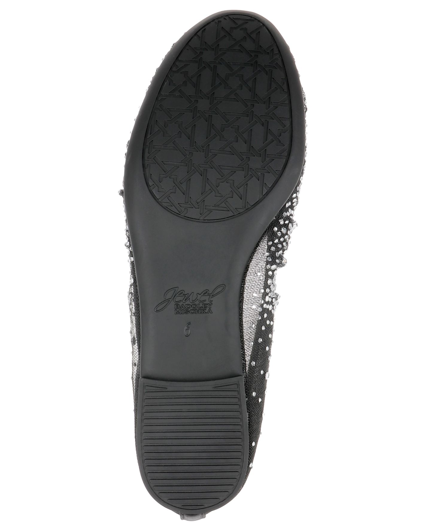 Женские балетки Jewel Badgley Mischka Nuala Round Toe Dress Flats, цвет: Чёрный сетчатый — фото 5