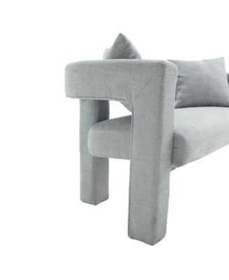 Modern Chenille Loveseat Bench, Upholstered 2-Seater Sofa with Pillows, Small Accent Couch for Bedroom or Living Room-The Pop Home