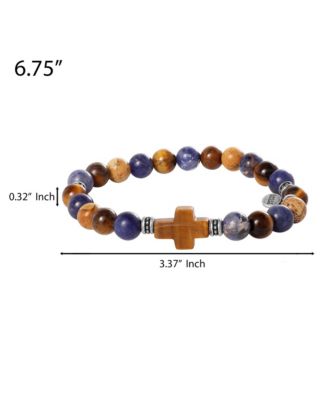 Sodalite Bead Stretch Bracelets with Cross Accents