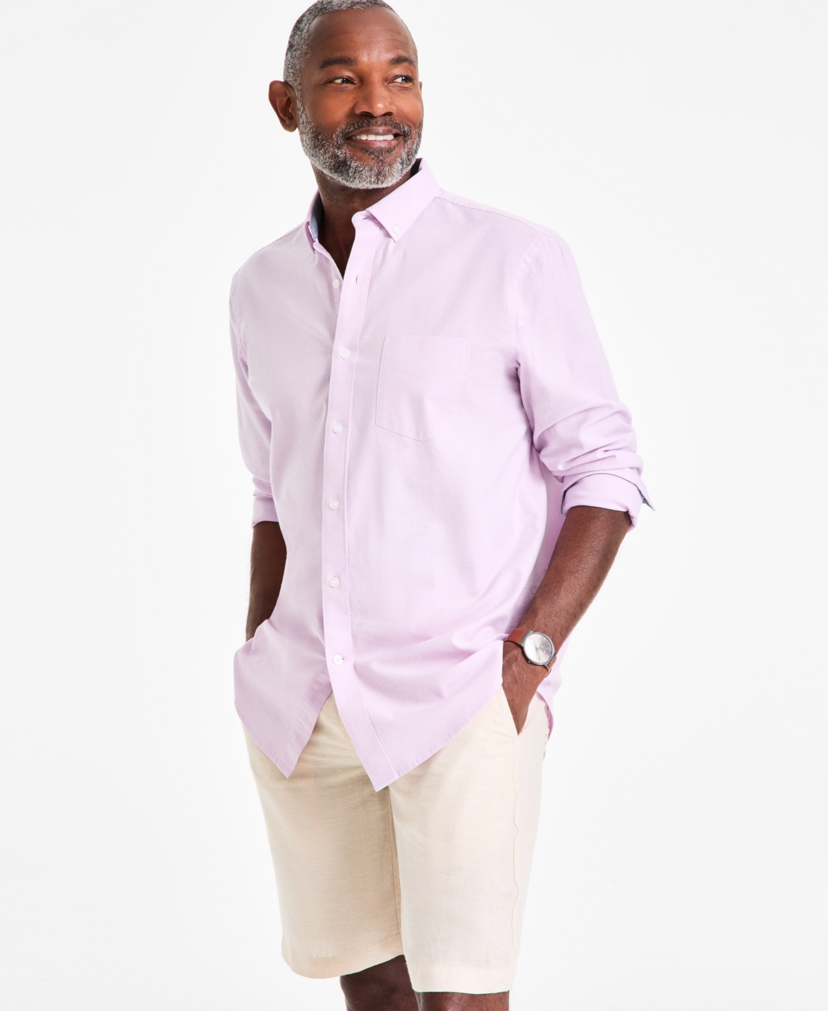 Men's Solid Oxford Shirt, Exclusively at Macy's - Calla Lila