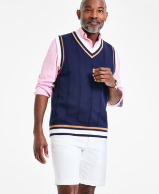 Club Room - Men's Regular-Fit Colorblocked Mini Cable-Knit Sweater Vest