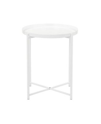 Side End Table with Round Tray Top and Modern Open Metal Frame Sleek and Stylish Accent for Living Room or Bedroom