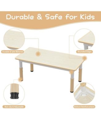 Kids Table and 4 Chairs Set, Height Adjustable Toddler Table and Chair Set, Graffiti Desktop, Children Multi-Activity Table for 4, Kids Study Table for Home Daycare Preschool for Ages 2-8