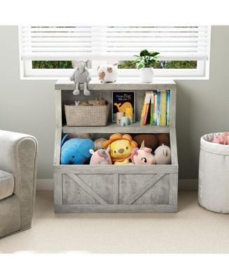 Kids Bookshelf, Wooden Toy Storage Organizer with Cubby