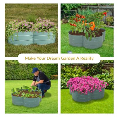 Galvanized Steel 4-Leaf Clover-Shaped Raised Garden Bed