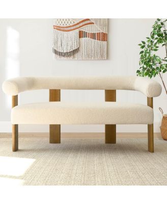 Curved Boucle Loveseat Sofa, Upholstered 2-Seater Modern Accent Couch for Living Room