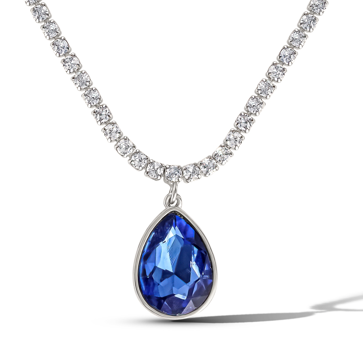 Blue Teardrop Sparkling Sapphire Crystal Pendant - Blue