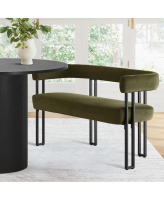 Velvet Upholstered 2-Seater Bench, Modern Loveseat Sofa for Living Room, Bedroom, or Entryway