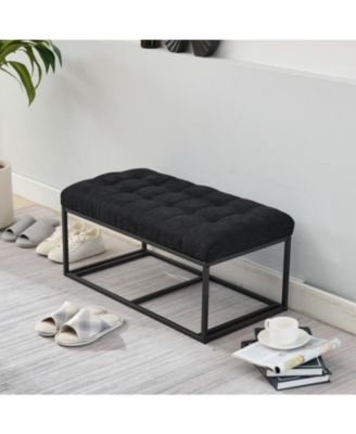 Storage Ottoman Bench with Metal Frame, Versatile Shoe Bench for Bedroom, Entryway, Living Room-The Pop Home