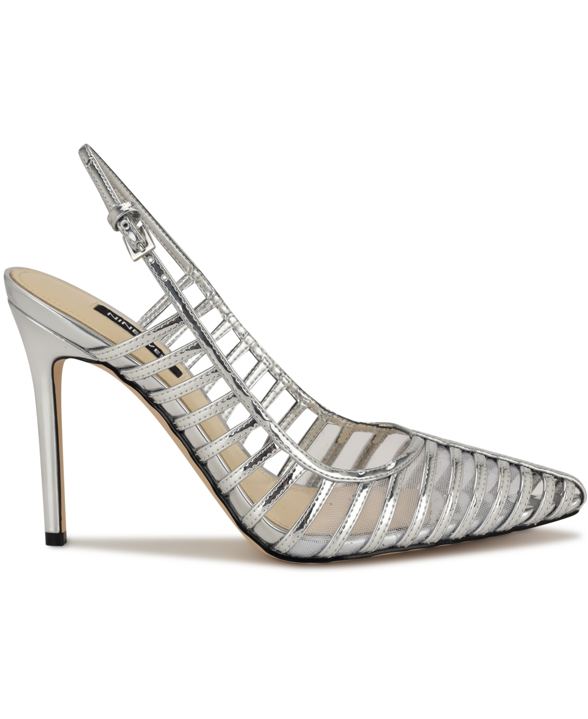 Shop Nine West Women's Filane Stiletto Heel Pointy Toe Dress Pumps In Silver Mirror Metallic