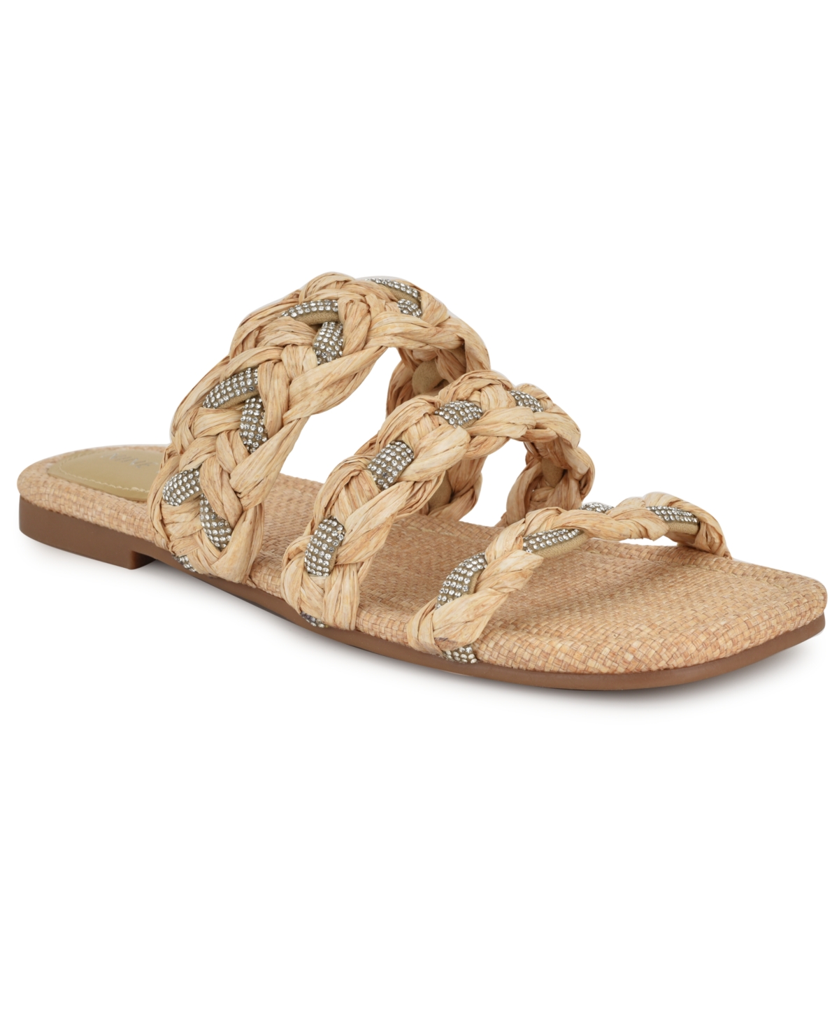 Women's Qazz Woven Embellished Flat Sandals - Light Natural