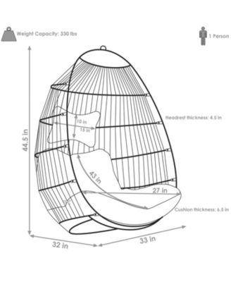 Outdoor Resin Wicker Julia Hanging Basket Egg Chair Swing with Cushions and Headrest - 2pc