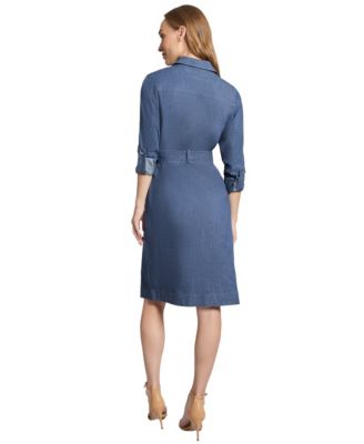 Jones New York Womens Chop Pocket Tie Denim Collared Dress 24790₽