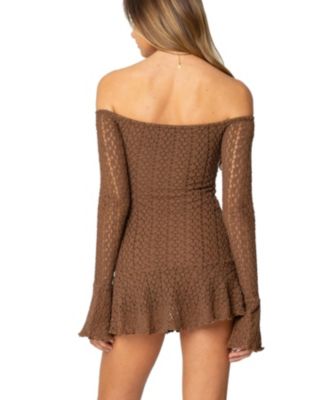 Womens Mya Off Shoulder Textured Mini Dress