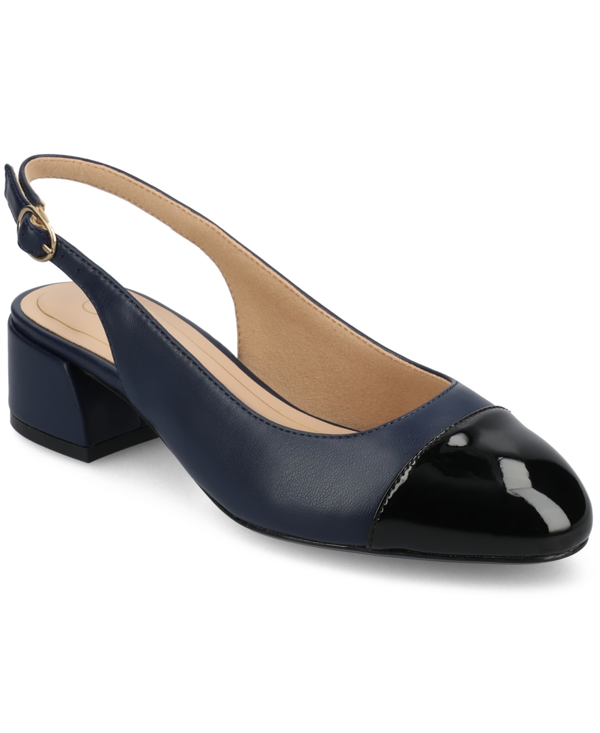 Journee Collection Women's Sammie Block Heel Slingback Pumps In Navy
