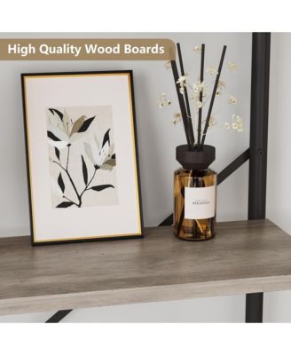 Bookshelf Industrial Bookcase Wooden Storage Open Rack Shelf with Metal Frame