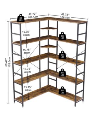 5-Tiers Corner Bookshelf with Metal Frame