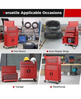 2 in 1 Rolling Cabinet Storage Organizer Chest Box Garage 6 Drawer Toolbox