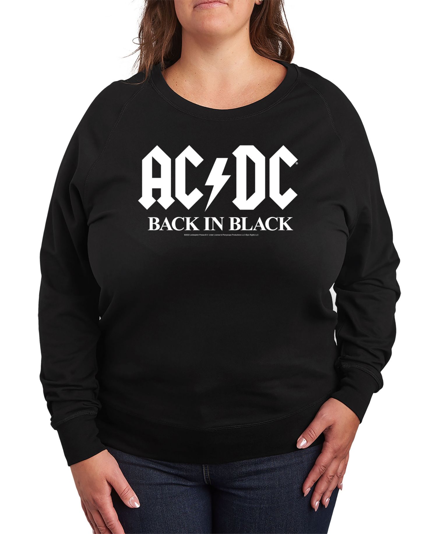 Plus Size ACDC Logo Back in Black Graphic Pullover Top