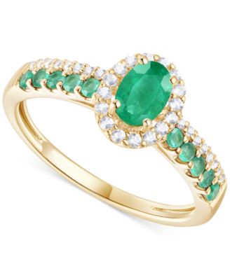 Sapphire (1 ct. t.w.) & Diamond (1/6 ct. t.w.) Oval Halo Ring in 14k White Gold (Also available in Ruby & Emerald)