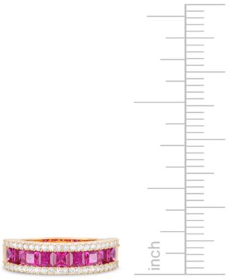 Emerald (1 ct. t.w.) & Diamond (1/3 ct. t.w.) Channel Set Band in 14k Gold (Also available in Ruby & Sapphire)