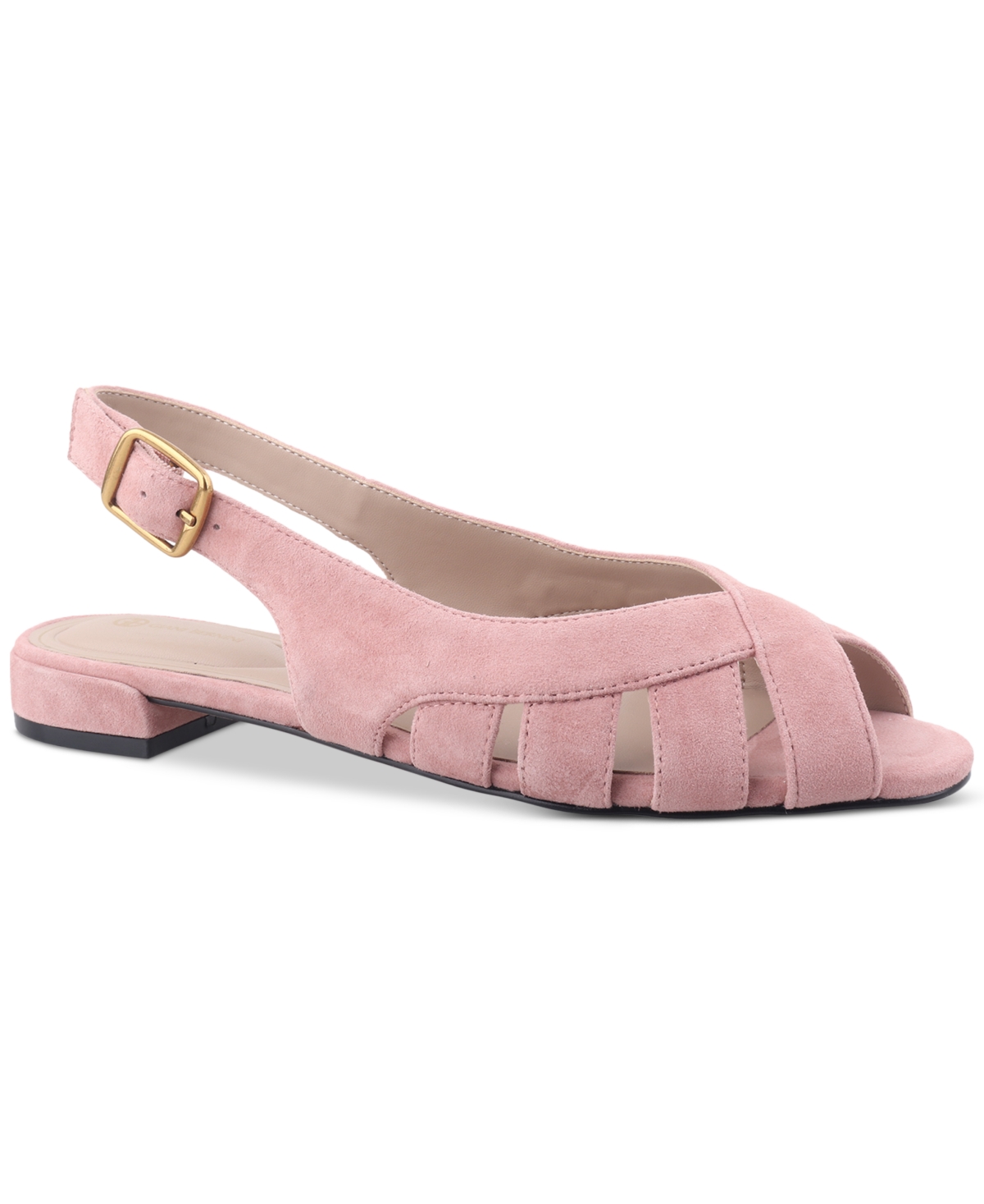 Giani Bernini Women's Essie Memory Foam Fisherman Peep Toe Slingback Flat Sandals, Created For Macy's In Blush Bloom Suede