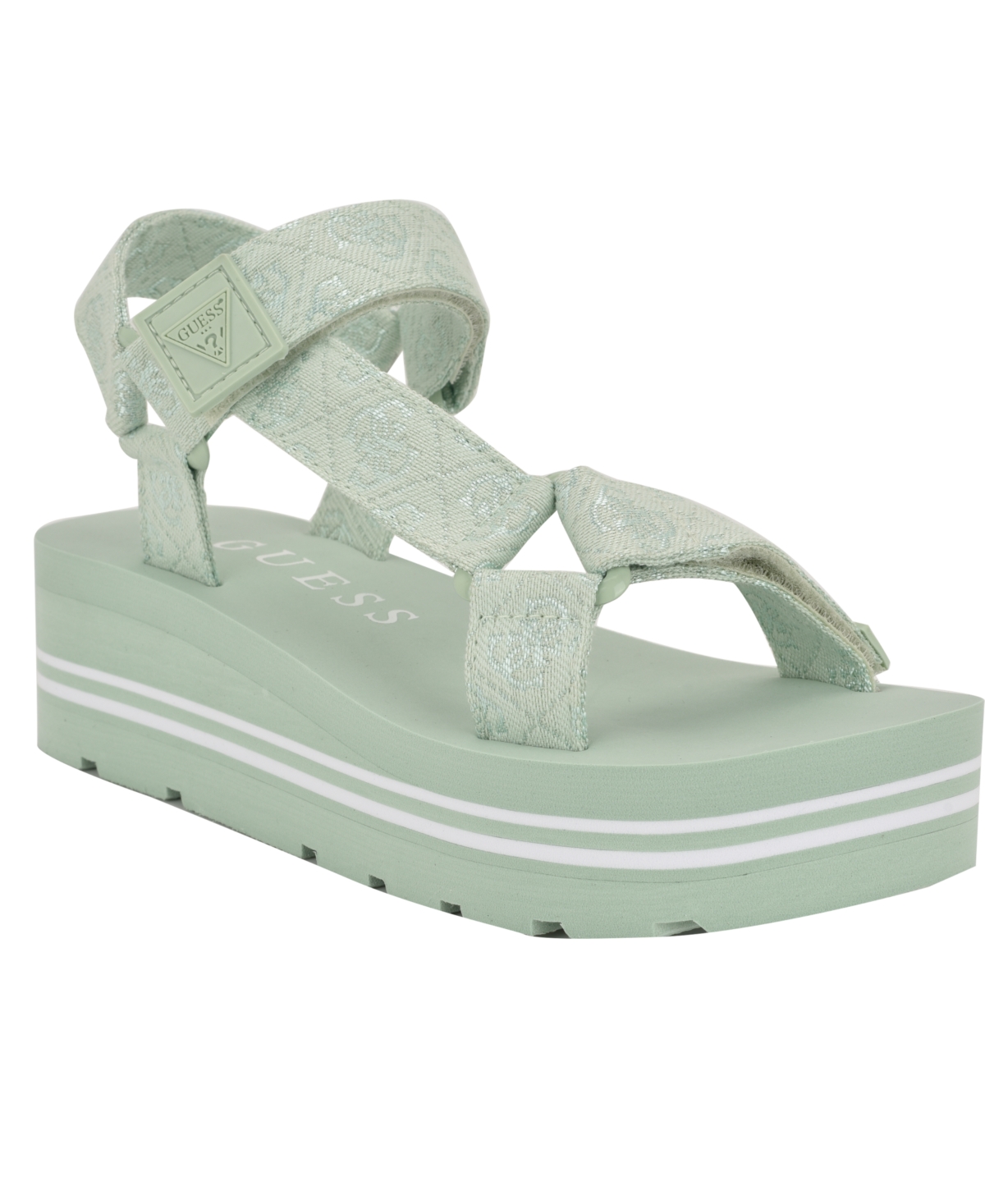 Guess Women's Avin Logo Sport Sandals - Light Green/White Logo