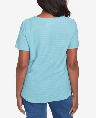 Women's Classic Solid Textured Short Sleeve Top