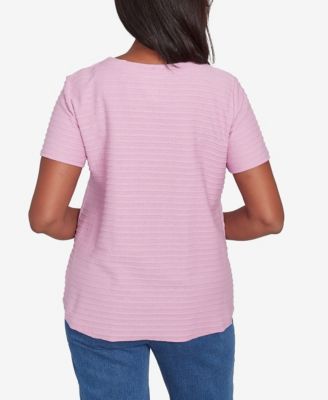 Women's Classic Solid Textured Short Sleeve Top