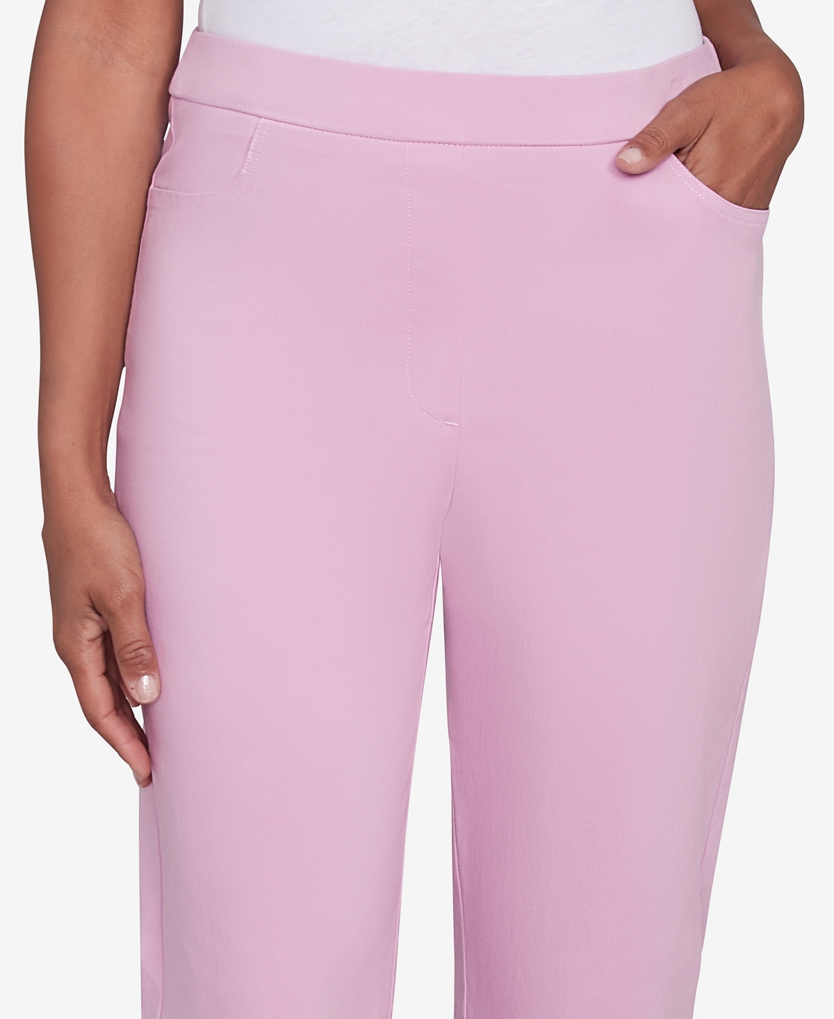 Alfred Dunner Petite Classics Flat Front Allure Clamdigger Pants In Peony