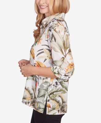 Women's Classic Tropical Bird Button Front Top