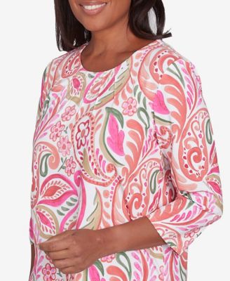 Women's Classic Embellished Crewneck Paisley Top