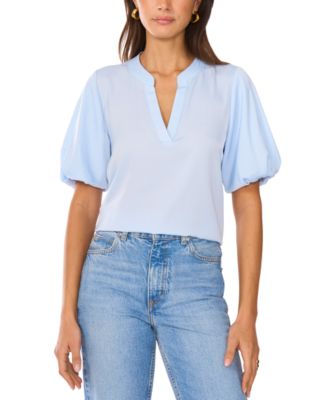 Vince Camuto - Women's V-Neck Short-Puff-Sleeve Blouse