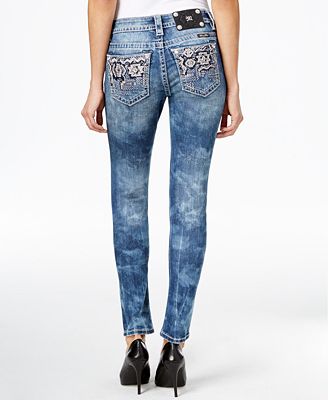 Miss Me Ripped Skinny Medium Blue Wash Jeans - Jeans - Women - Macy's