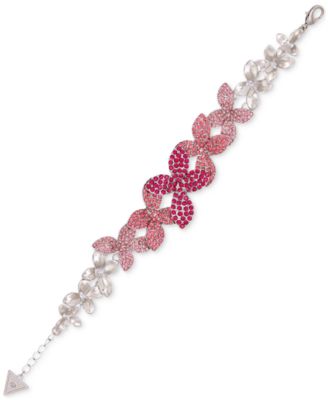 GUESS Silver-Tone Crystal Pav Large Flower Link Bracelet 2990₽
