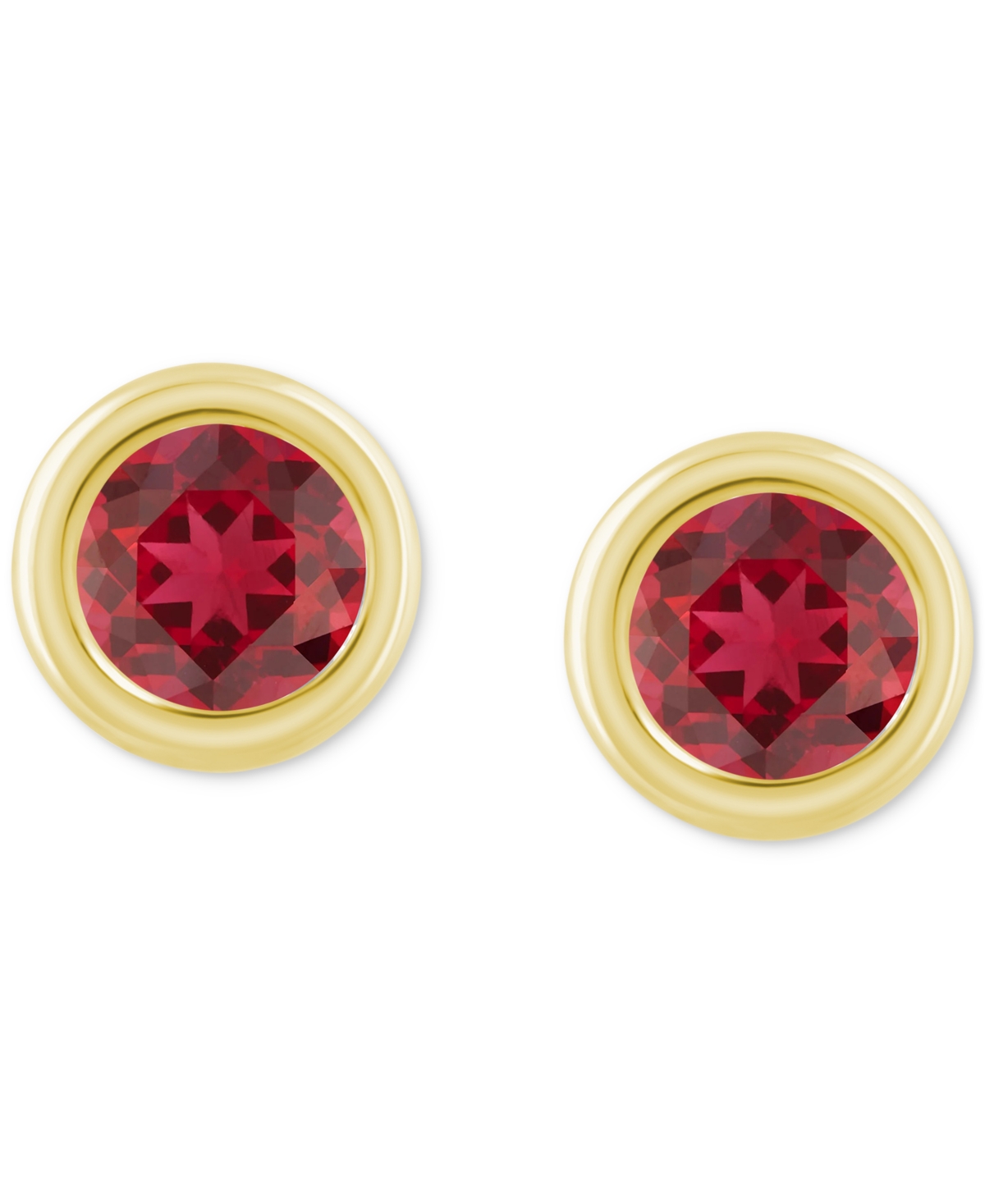Macy's Gemstone Round Stud Earrings In 10k Yellow Gold Or White Gold In Ruby,gold