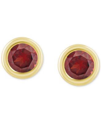 Gemstone Round Stud Earrings in 10k Yellow Gold or White Gold
