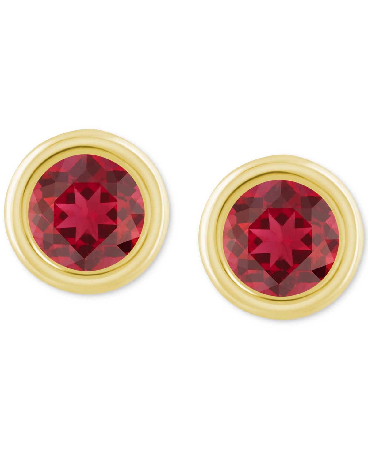 Macy's Lab-created Opal Bezel Stud Earrings (1-1/5 Ct. T.w.) Stud Earrings In 10k Gold (also In Additional In Ruby,gold