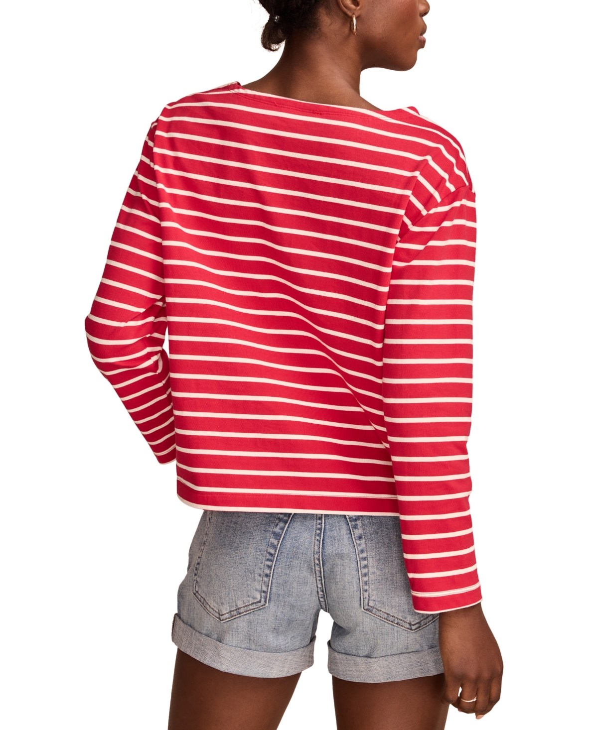 LUCKY BRAND WOMEN'S BRETON STRIPED COTTON LONG-SLEEVE T-SHIRT 