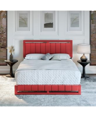 Belle Upholstered Platform Bed with Headboard, Mattress Foundation with Strong 14 Wood Slat Supports, No Box Spring Required