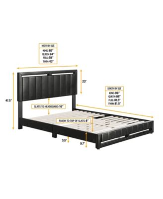 Belle Upholstered Platform Bed with Headboard, Mattress Foundation with Strong 14 Wood Slat Supports, No Box Spring Required