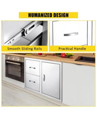 33''W x 22''H x 22''D Outdoor Kitchen Drawer Combo with Paper Towel Rack, BBQ Access Door Drawers Combo with Stainless Steel, Perfect for BBQ Grill Station Outdoor Kitchen Storage Cabinet