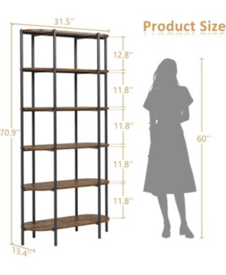 Bookshelf 6 Tier Tall Bookcase Industrial Bookshelves Oval Vintage Bookshelf