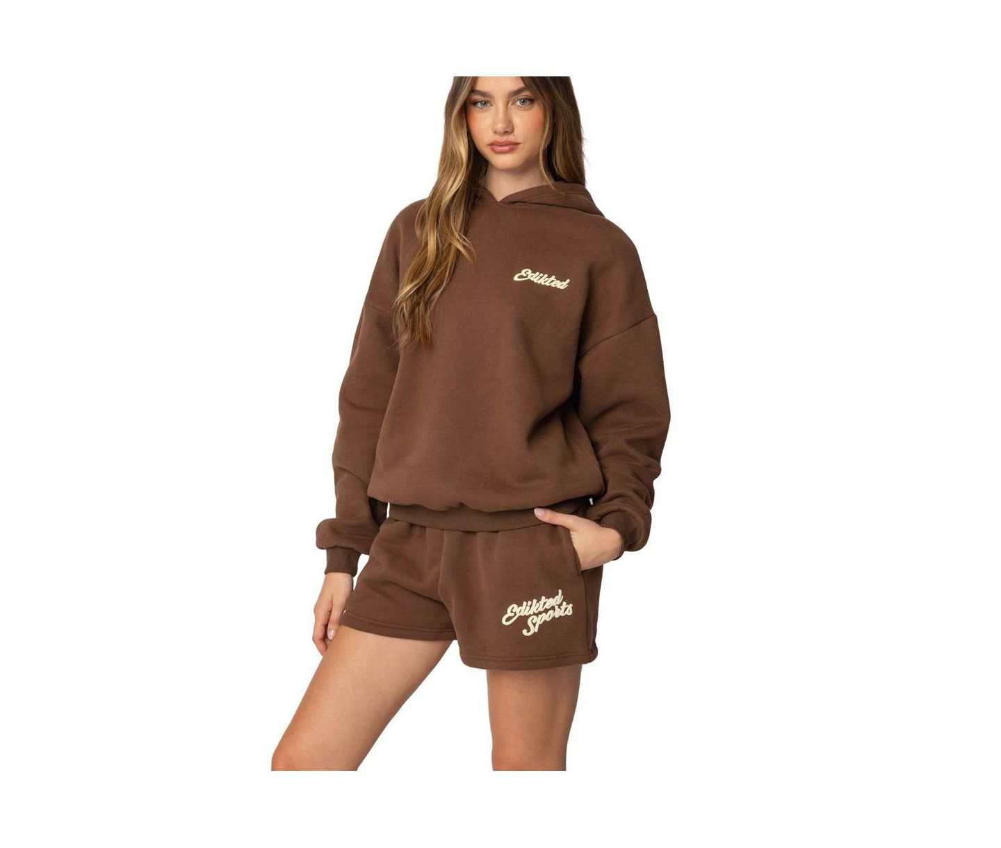 Женское худи Edikted So Sporty, цвет: Коричневый — фото 2