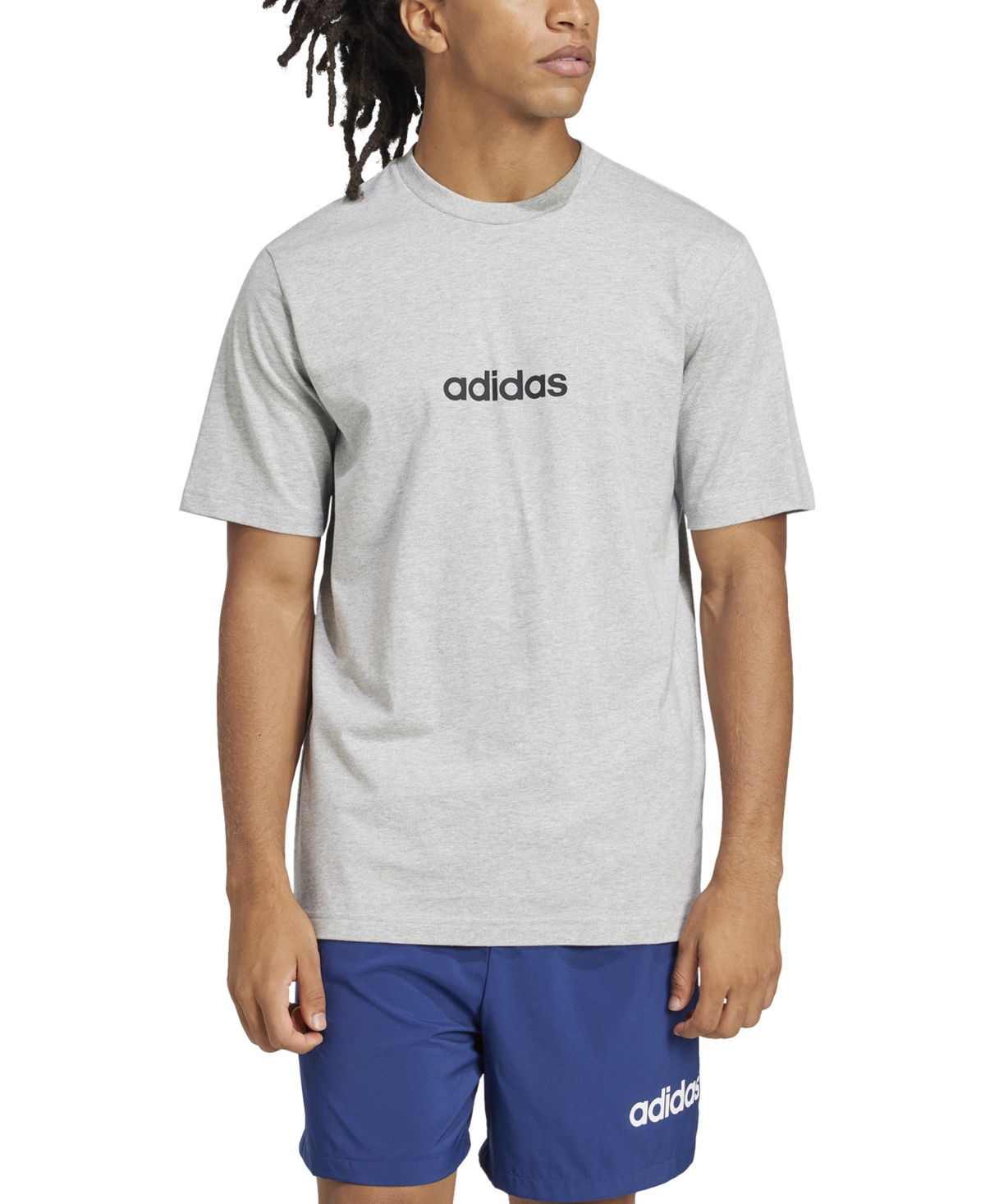 Adidas Originals Men's Essentials Regular-fit Linear Logo Graphic T-shirt In Mgreyh,bla