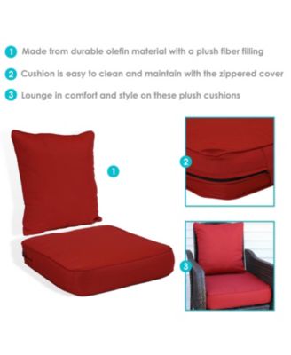 Indoor/Outdoor Olefin Replacement Deep Back and Seat Cushion Set for Patio Chair - 2pc