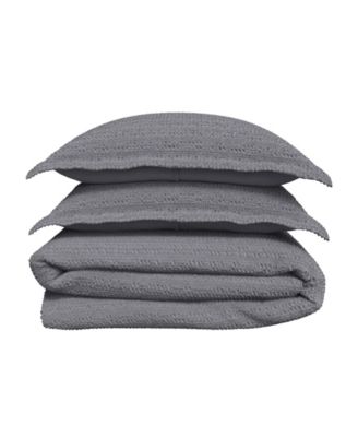 100% Cotton Reversible Honeycomb Waffle / Percale Duvet Cover Set