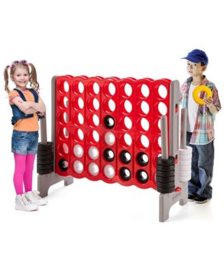 Jumbo 4-to-Score Game Set Giant 4 in A Row Kids Adults w/ 42 Jumbo Rings Red